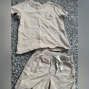 Baby GAP - matching tan/sand colored shorts and tshirt outfit